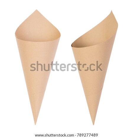 Paper cornets isolated on white background Royalty-Free Stock Photo #789277489