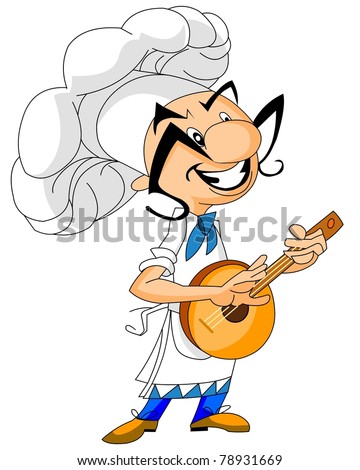 Mexican chef playing guitar.