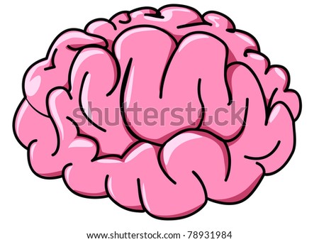 illustration human brain in profile cartoon