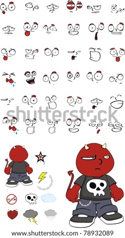 demon kid cartoon set in vector format