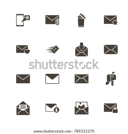 Mail icons. Perfect black pictogram on white background. Flat simple vector icon.