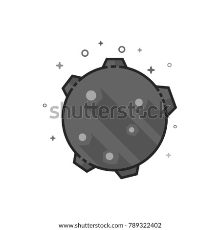 Planet  icon in flat outlined grayscale style. Vector illustration.