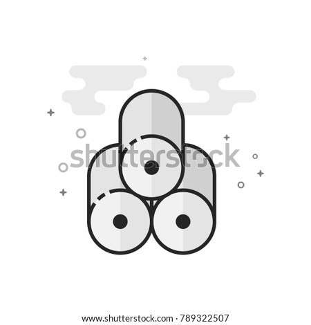 Printing paper roll icon in flat outlined grayscale style. Vector illustration.