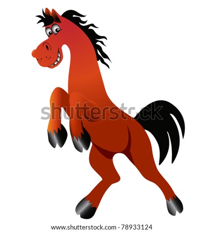 illustration amusing horse is insulated on white background