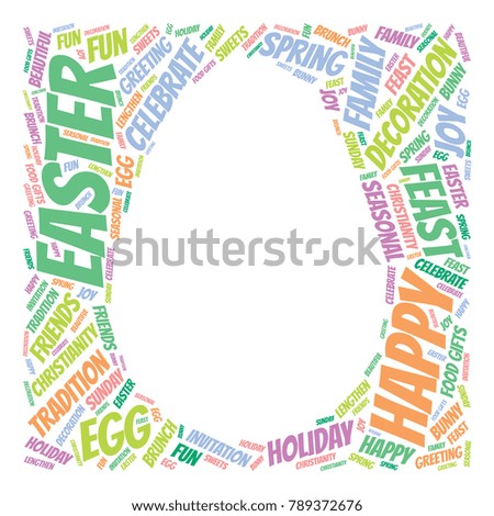 Easter Word Cloud Collage. Good Wishes Vector Illustration