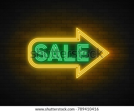 Neon light linear promotion banner, price tag, welcome. Swatch color control