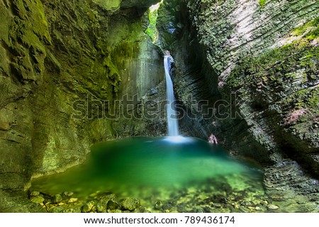 Kozjak waterfall -Slap Kozjak - Kobarid Slovenia Royalty-Free Stock Photo #789436174