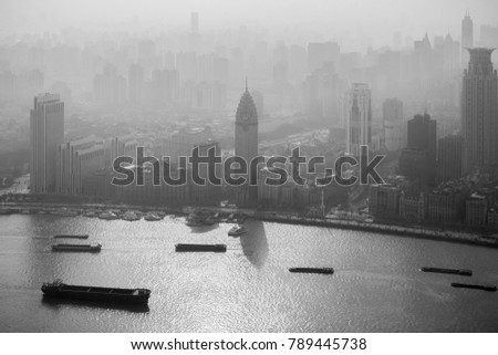 black and white Cityscape of Shanghai