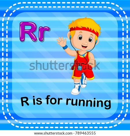 Flashcard letter R is for running