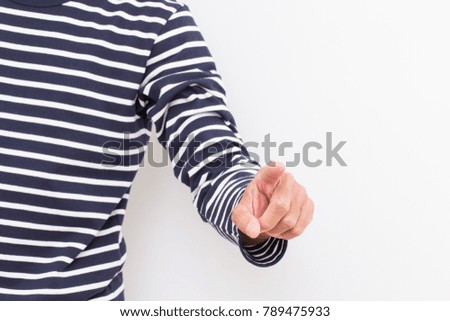Man hand with long strip shirt
