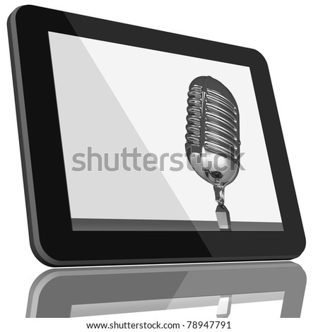 Book and tablet computer 3D model isolated on white, digital library concept, Objects with Clipping Paths