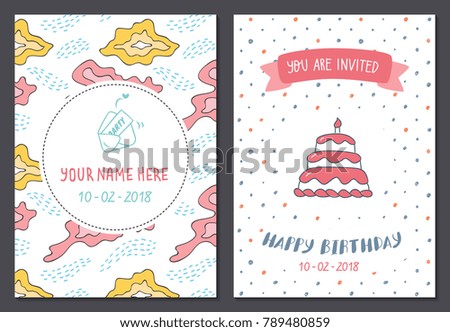 Cute birthday card design template