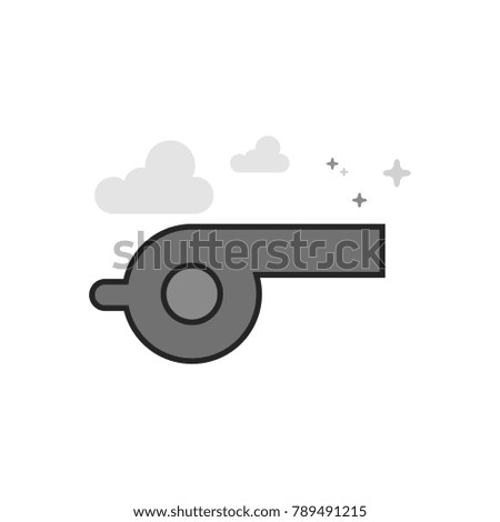 Whistle icon in flat outlined grayscale style. Vector illustration.
