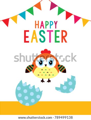 happy chicken easter day greeting card vector