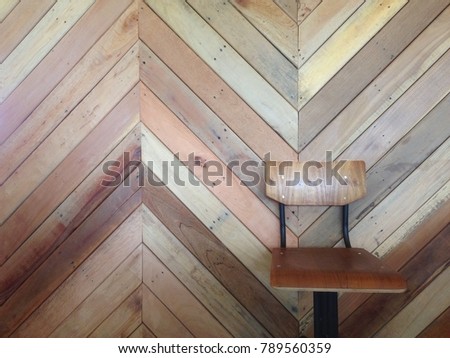 Interior design of coffee cafe using wooden wall and wooden chair