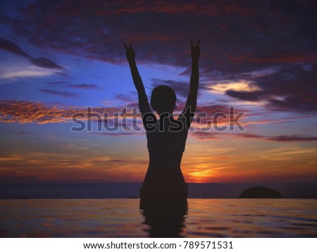 Silhouette of a Person Ocean Sunset