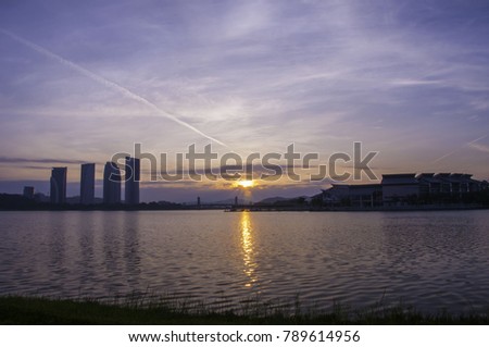 Sunrise scenery of Putrajaya Lakeside