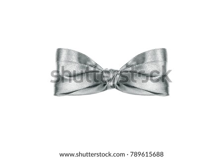 Bright satin silver bow isolated on white background