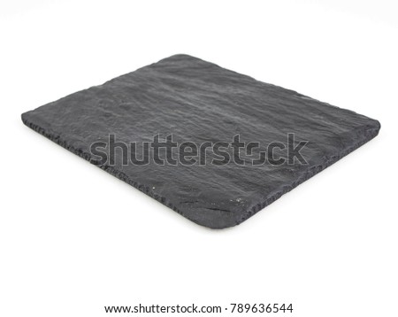 Rectangle black slate plate isolated on white background Royalty-Free Stock Photo #789636544