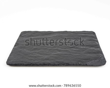 Rectangle black slate plate isolated on white background Royalty-Free Stock Photo #789636550