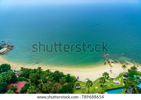 Seascape Pataya beach. Pataya city and Pataya port, Chonburi, Thailand Royalty-Free Stock Photo #789688654