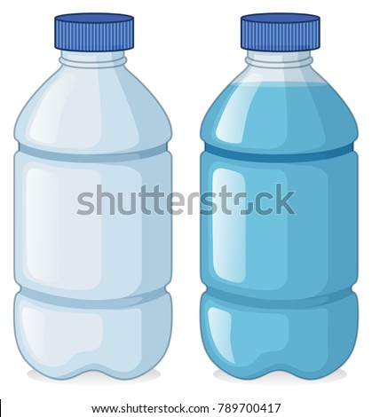 Two bottles with and without water illustration