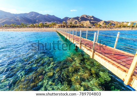 View of a beach in Eilat, Israel Royalty-Free Stock Photo #789704803