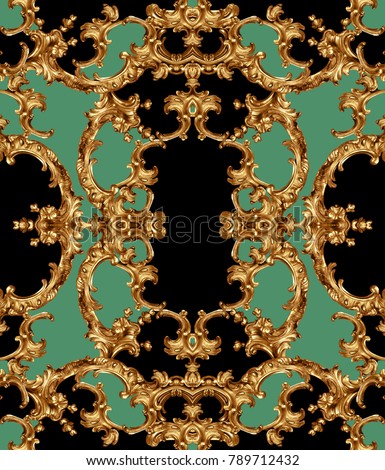 golden baroque and chain  Royalty-Free Stock Photo #789712432