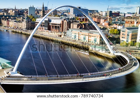 Classic view of the Iconic Tyne Bridge spanning the River Tyne between Newcastle and Gateshead Royalty-Free Stock Photo #789740734