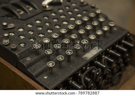 Enigma, the German cipher machine created for sending messages during World War 2 Royalty-Free Stock Photo #789782887