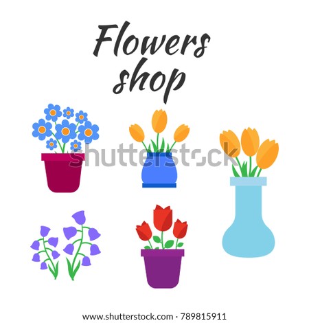 Spring flowers. Cute spring flowers icons. Simple flowers 