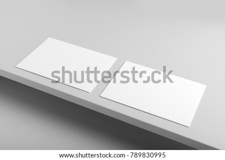 Real photo, business card mockup template, isolated on light grey background to place your design. 