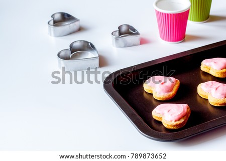 cookies for Valentine's Day heartshaped on white background
