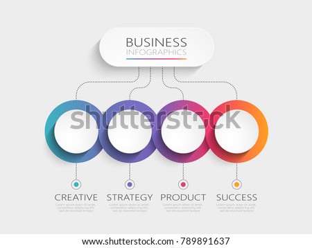 Modern 3D infographic template with 4 steps. Business circle template with options for brochure, diagram, workflow, timeline, web design. Vector EPS 10 Royalty-Free Stock Photo #789891637