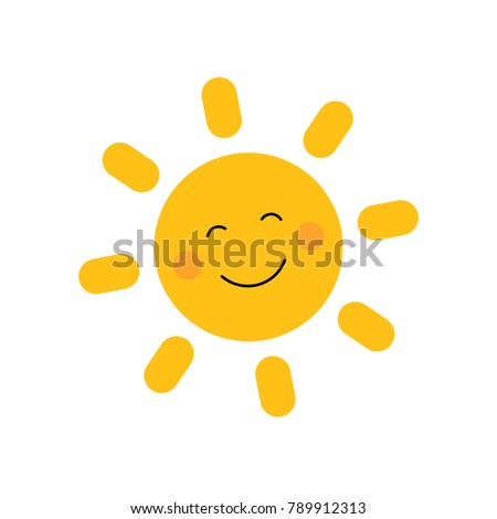 Cute sun with smile. Vector illustration