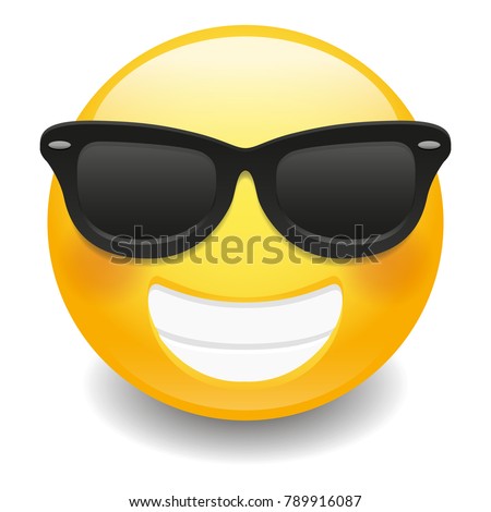 Emoji Laugh Happy Sunglasses Modern Smiley Face Vector Design Art with Gradient Colors Isolated Royalty-Free Stock Photo #789916087