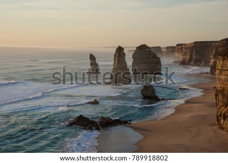 Twelve Apostles by sunset in the Twelve Apostles Marine National Park, Port Campbell, Victoria, Australia
