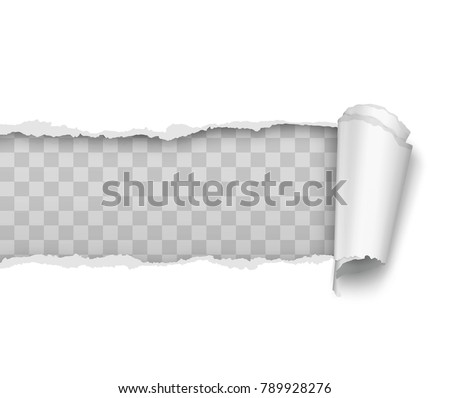 Vector realistic torn and twisted paper strip on white background Royalty-Free Stock Photo #789928276