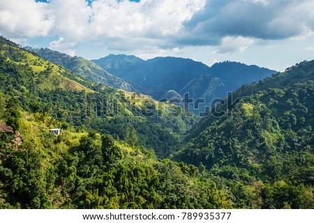 Blue mountains of Jamaica where coffee is grown Royalty-Free Stock Photo #789935377