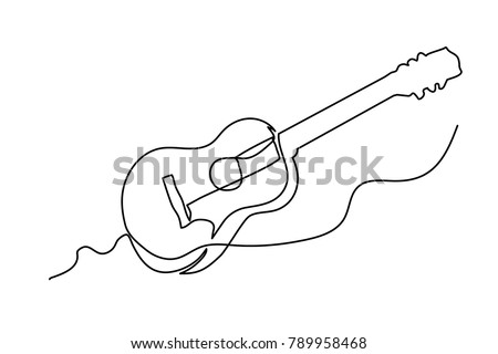 continuous line drawing of acoustic guitar