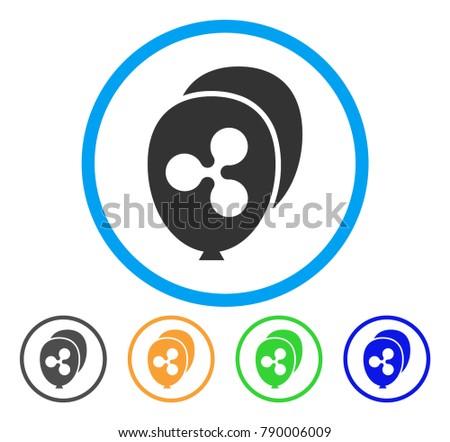 Ripple Balloons rounded icon. Style is a flat gray symbol inside light blue circle with bonus color variants. Ripple Balloons vector designed for web and software interfaces.