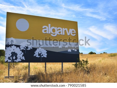 road sign of the Algarve region in southern Portugal