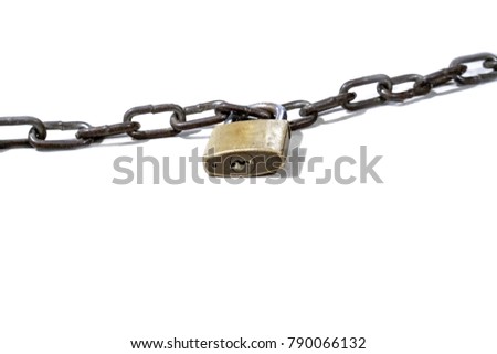Rusty Metal Chains with Lock Key
