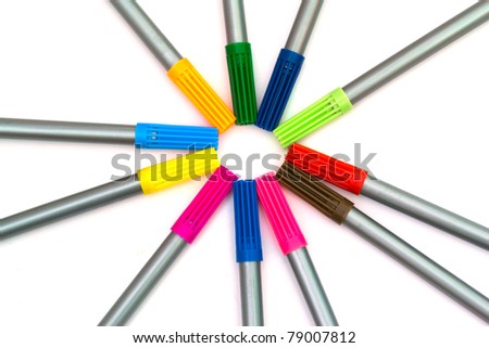 Multi colored felt-tip pens