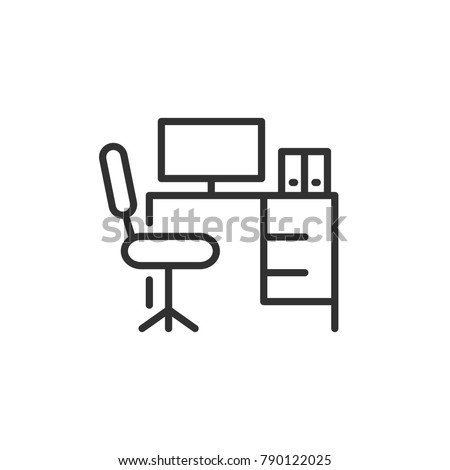 Workplace. linear icon. Line with Editable stroke Royalty-Free Stock Photo #790122025