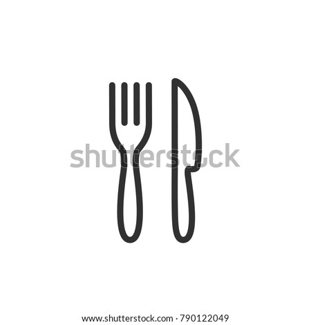 Fork and knife. linear icon. Line with Editable stroke Royalty-Free Stock Photo #790122049