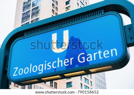Zoological Garden Station direction plate in Berlin, Germany