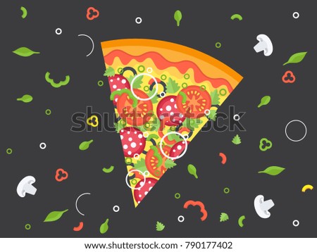 Pizza slice. Vector illustration