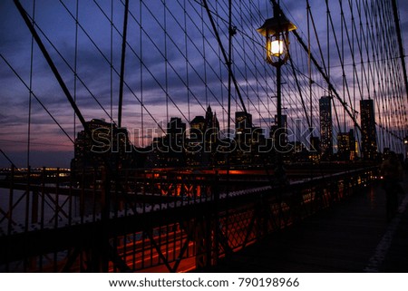 Brooklyn bridge skyline view of New York
