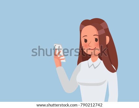 Businesswoman with phone character vector design